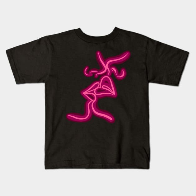 Neon Kiss - Plump Pink Kids T-Shirt by jenartfart